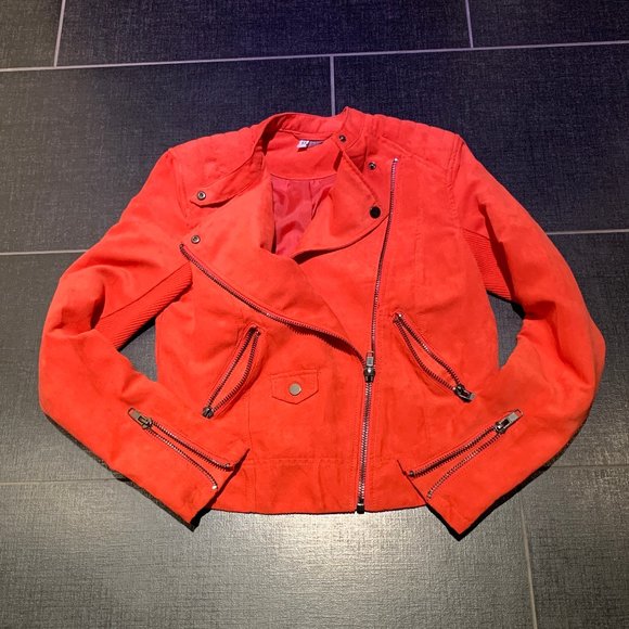 H&M Red Suede Biker Jacket - Picture 7 of 9